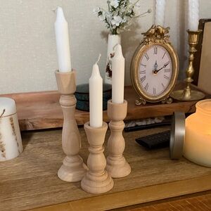 Elegant Wooden Candle Holder Set of 3 candles included